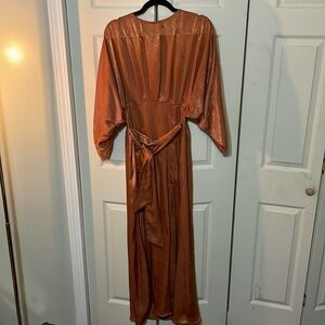 Dark orange split maxi dress